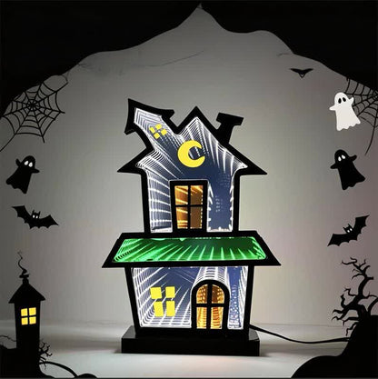 Brighthowl 3D House Infinity Lights Halloween Decoration