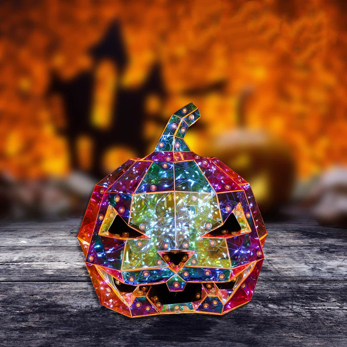 Brighthowl Ghost Face Pumpkin Infinity Lights Decoration