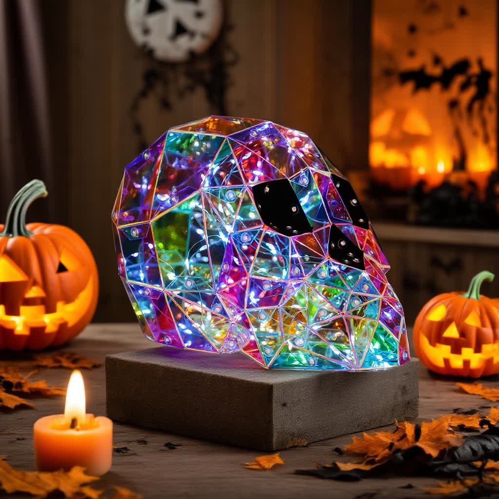 Brighthowl 3D Skull Infinity Lights Halloween Decoration