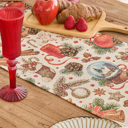 Brighthowl  Christmas Crystal Ball Jacquard Table Runner