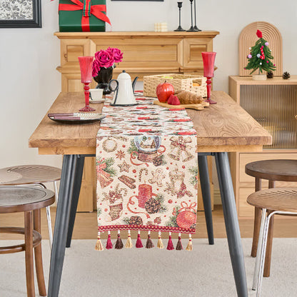 Brighthowl  Christmas Crystal Ball Jacquard Table Runner