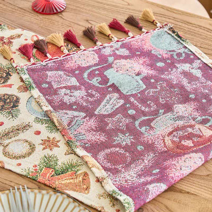 Brighthowl  Christmas Crystal Ball Jacquard Table Runner