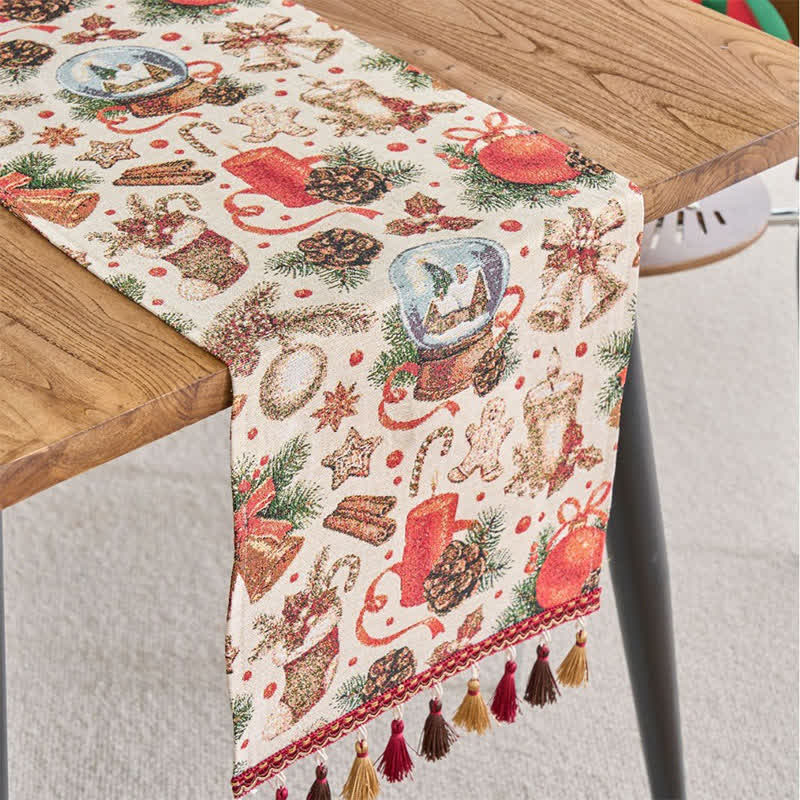 Brighthowl  Christmas Crystal Ball Jacquard Table Runner