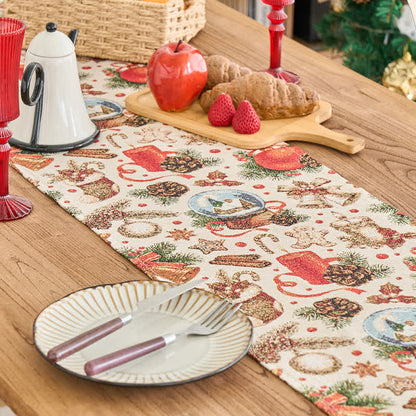 Brighthowl  Christmas Crystal Ball Jacquard Table Runner