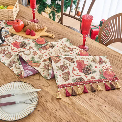 Brighthowl  Christmas Crystal Ball Jacquard Table Runner