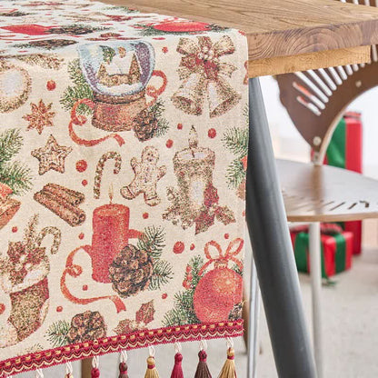 Brighthowl  Christmas Crystal Ball Jacquard Table Runner