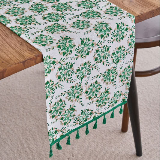 Brighthowl  Christmas Floral Edelweiss Table Runner