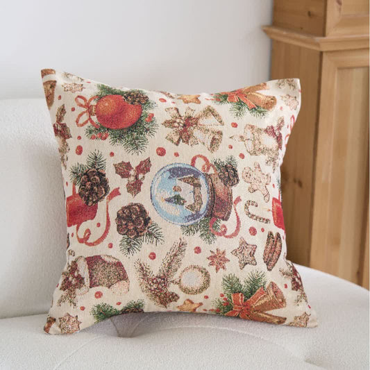 Brighthowl Christmas Crystal Ball Jacquard Throw Pillow