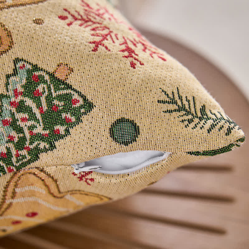 Brighthowl Christmas Gingerbread Man Jacquard Throw Pillow