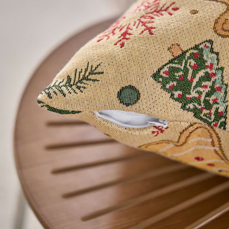 Brighthowl Christmas Gingerbread Man Jacquard Throw Pillow