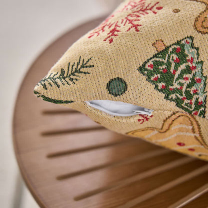 Brighthowl Christmas Gingerbread Man Jacquard Throw Pillow