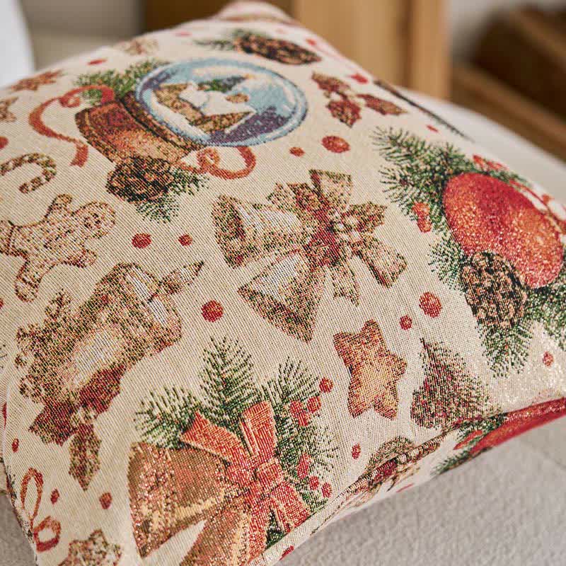 Brighthowl Christmas Crystal Ball Jacquard Throw Pillow