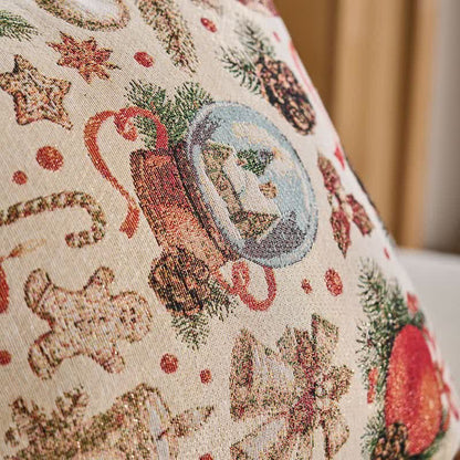 Brighthowl Christmas Crystal Ball Jacquard Throw Pillow