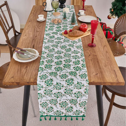 Brighthowl  Christmas Floral Edelweiss Table Runner