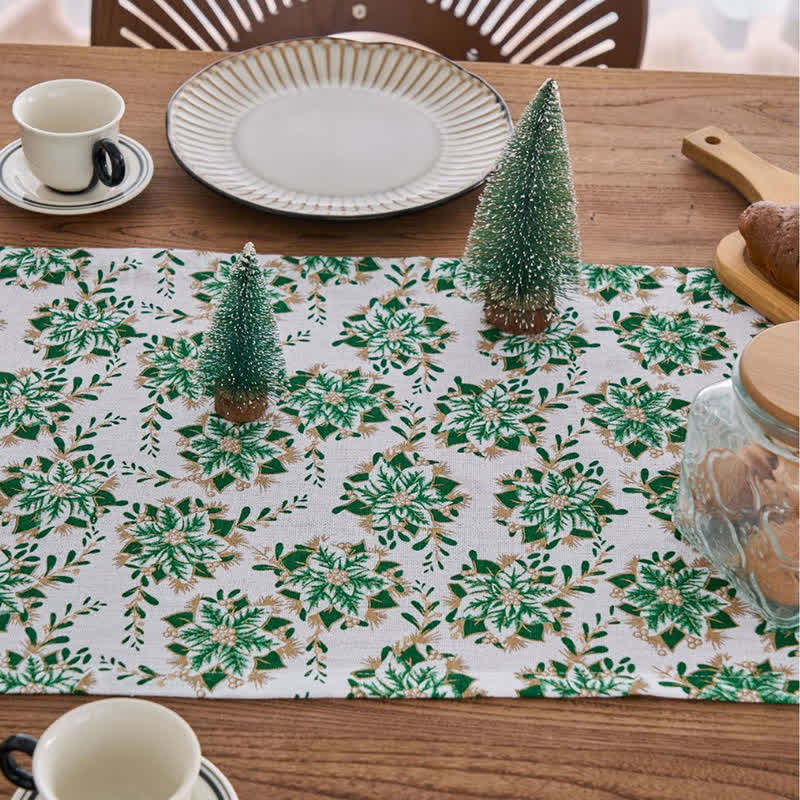 Brighthowl  Christmas Floral Edelweiss Table Runner