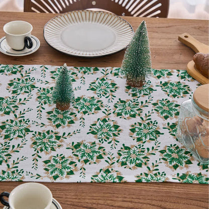 Brighthowl  Christmas Floral Edelweiss Table Runner