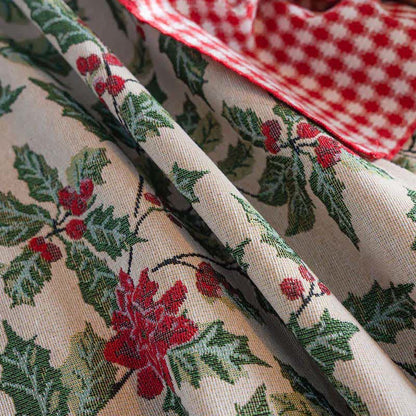 Brighthowl Christmas-inspired Holly Leaf Jacquard Tablecloth