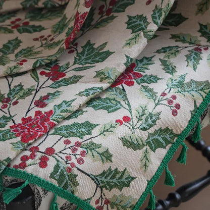 Brighthowl Christmas-inspired Holly Leaf Tassel Curtain