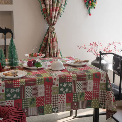 Brighthowl Patchwork Christmas-inspired Print Tablecloth