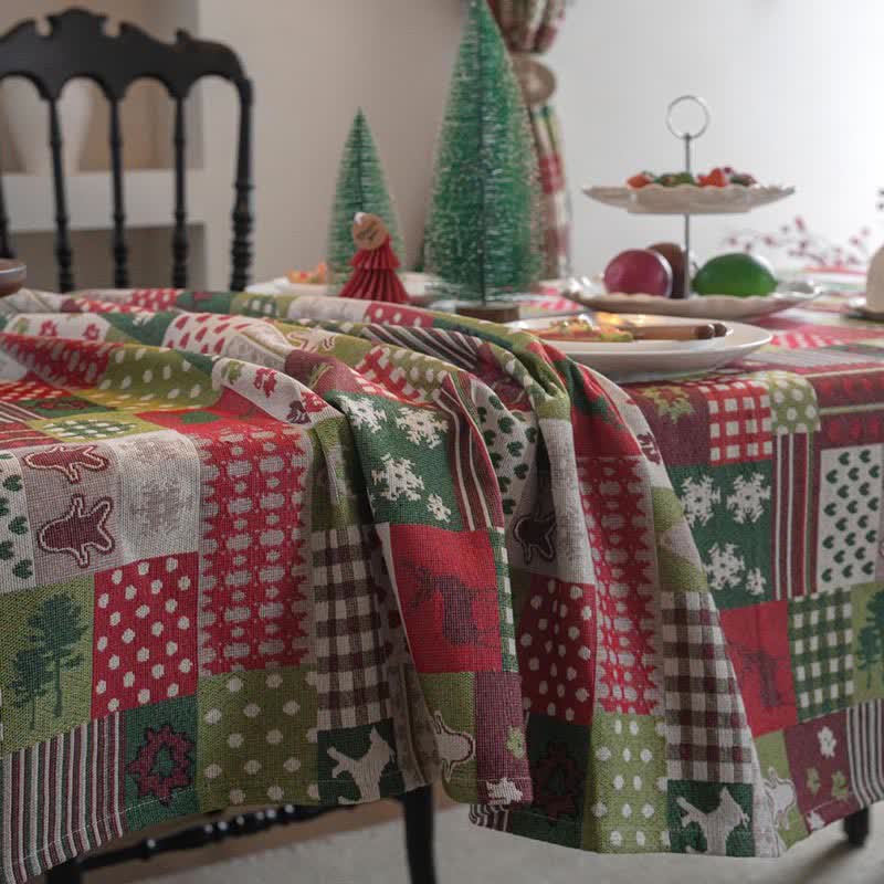 Brighthowl Patchwork Christmas-inspired Print Tablecloth