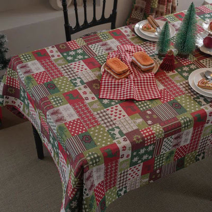 Brighthowl Patchwork Christmas-inspired Print Tablecloth