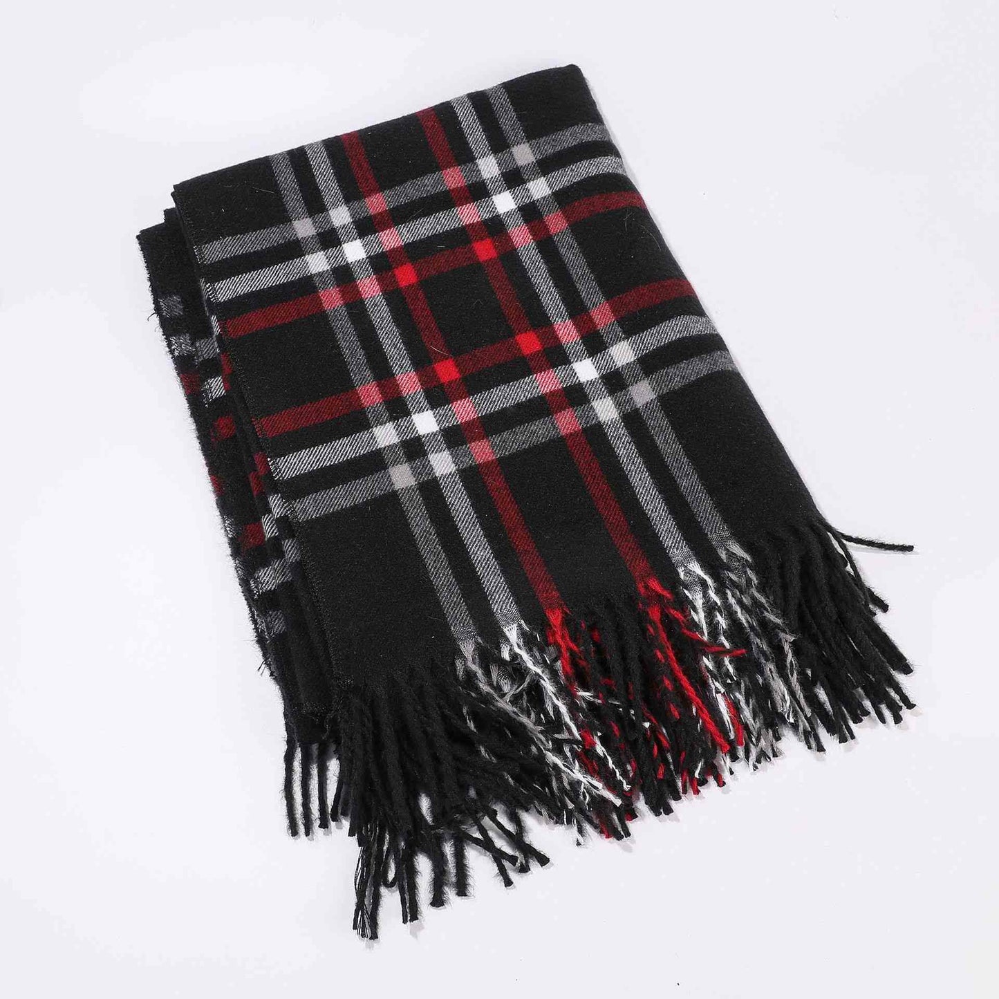 Brighthowl Classic Plaid Tassel Shawl Cape