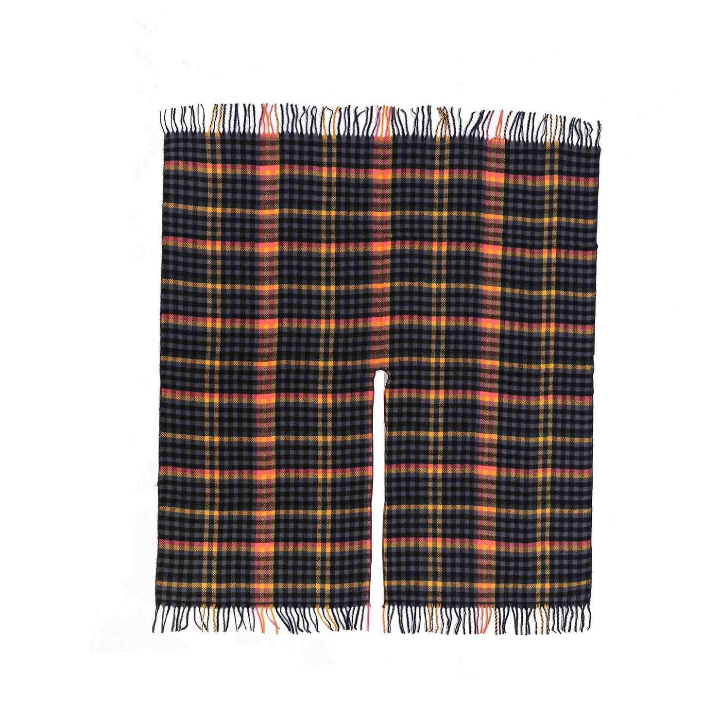 Brighthowl Vintage Plaid Tassel Travel Shawl Cape