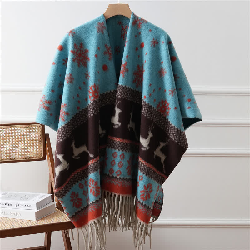 Brighthowl Elk Snowflake Tassel Shawl Cape