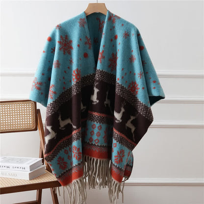 Brighthowl Elk Snowflake Tassel Shawl Cape
