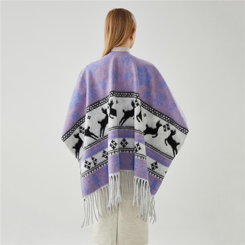 Brighthowl Elk Snowflake Tassel Shawl Cape