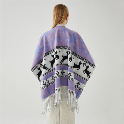 Brighthowl Elk Snowflake Tassel Shawl Cape