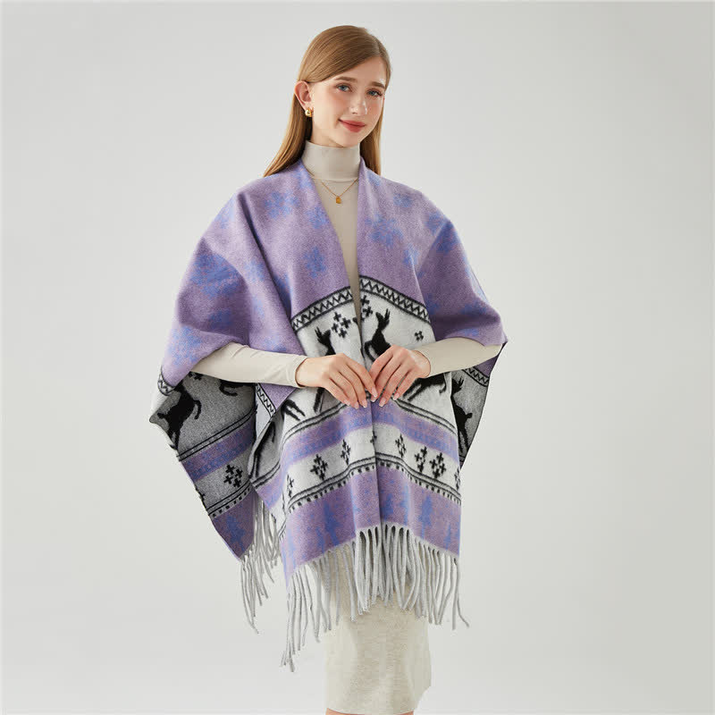 Brighthowl Elk Snowflake Tassel Shawl Cape