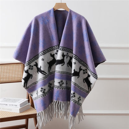 Brighthowl Elk Snowflake Tassel Shawl Cape
