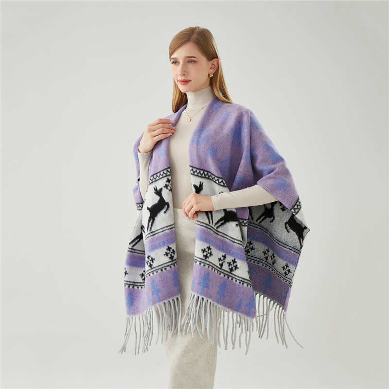 Brighthowl Elk Snowflake Tassel Shawl Cape