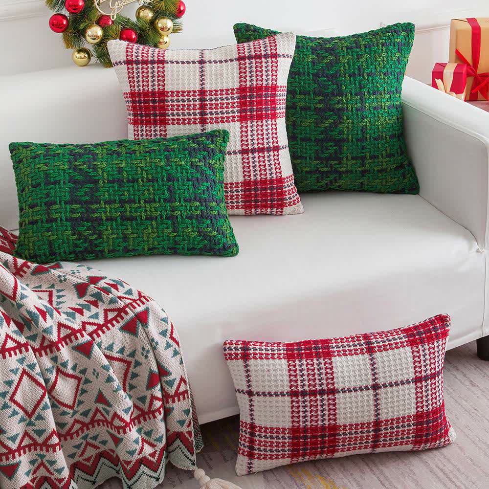 Brighthowl  Modern Plaid Jacquard Decorative Pillowcase