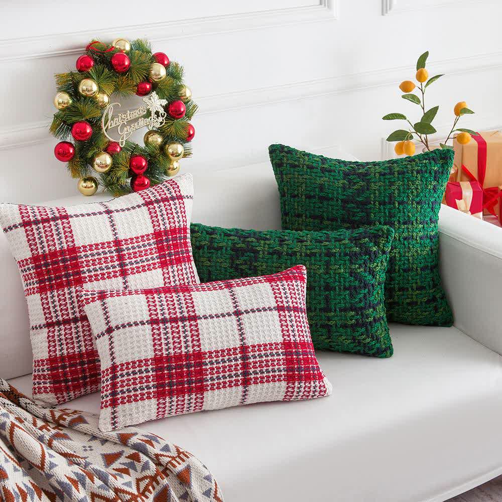 Brighthowl  Modern Plaid Jacquard Decorative Pillowcase