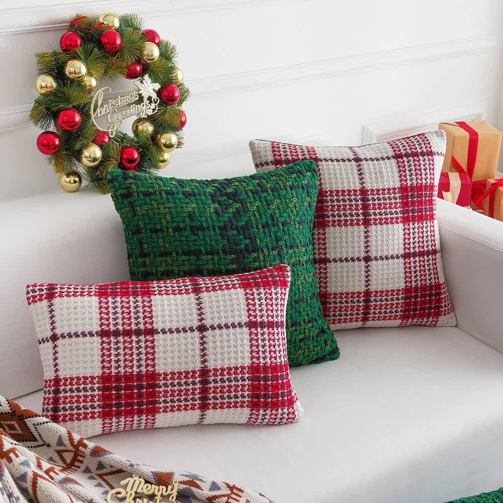 Brighthowl  Modern Plaid Jacquard Decorative Pillowcase