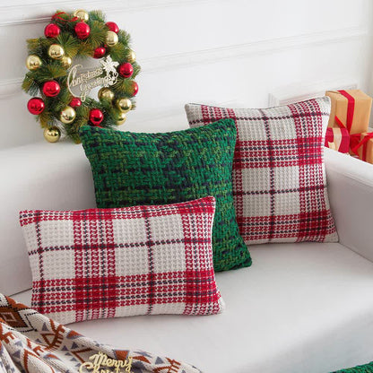 Brighthowl  Modern Plaid Jacquard Decorative Pillowcase