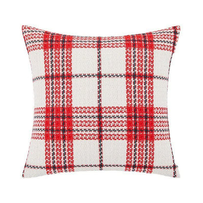 Brighthowl Red & White Plaid Jacquard Decorative Pillowcase