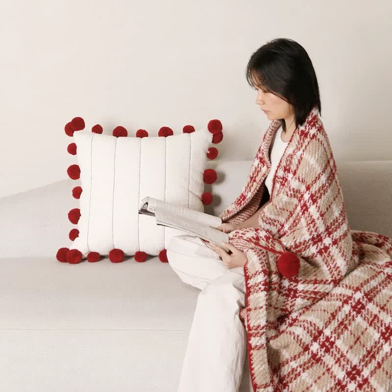 Brighthowl Christmas Red Plaid Decorative Throw Blanket