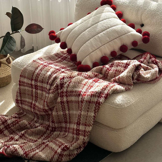Brighthowl Christmas Red Plaid Decorative Throw Blanket