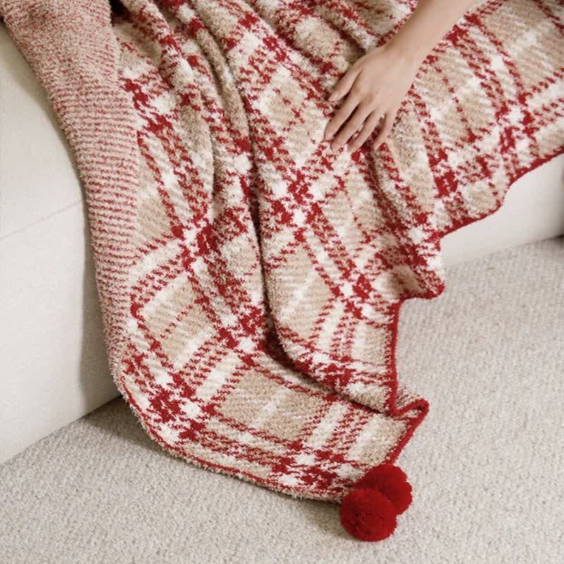 Brighthowl Christmas Red Plaid Decorative Throw Blanket