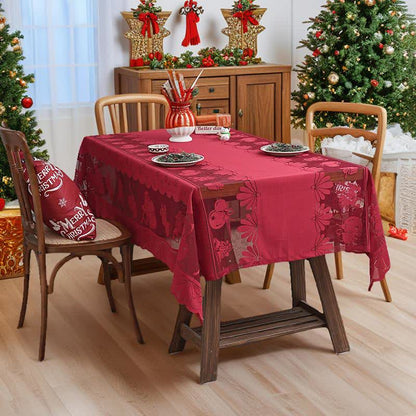 Brighthowl Christmas Embroidered Lace Decorative Tablecloth
