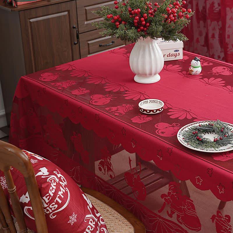 Brighthowl Christmas Embroidered Lace Decorative Tablecloth