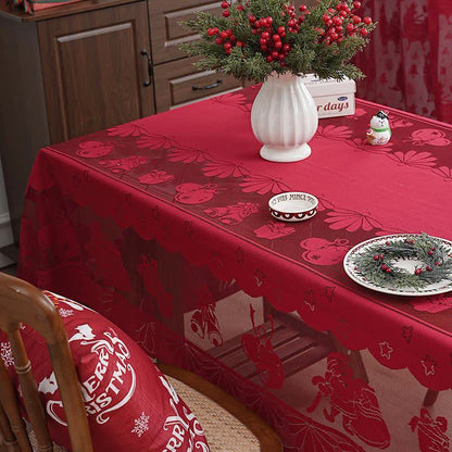 Brighthowl Christmas Embroidered Lace Decorative Tablecloth