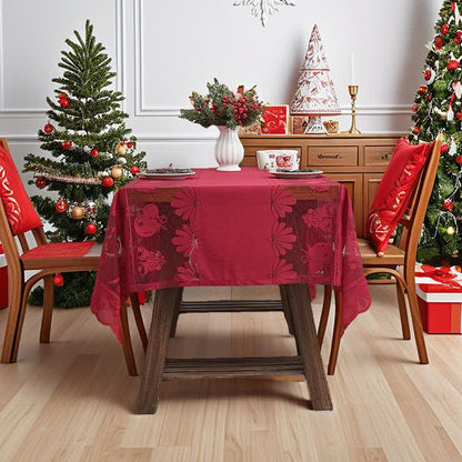 Brighthowl Christmas Embroidered Lace Decorative Tablecloth