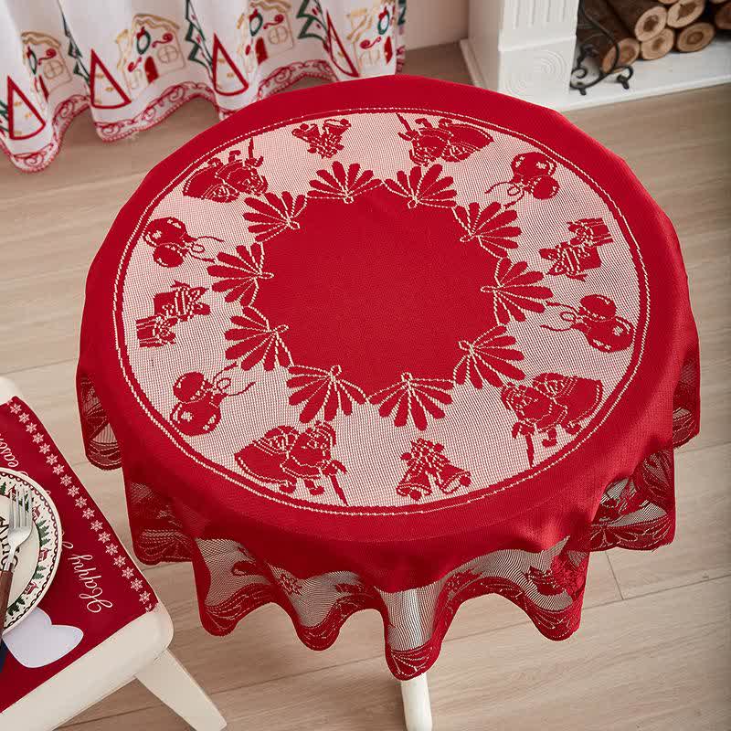 Brighthowl Christmas Embroidered Lace Decorative Tablecloth