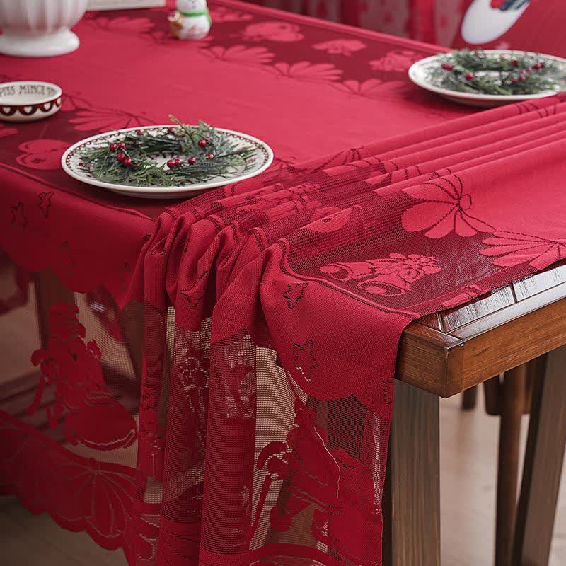 Brighthowl Christmas Embroidered Lace Decorative Tablecloth