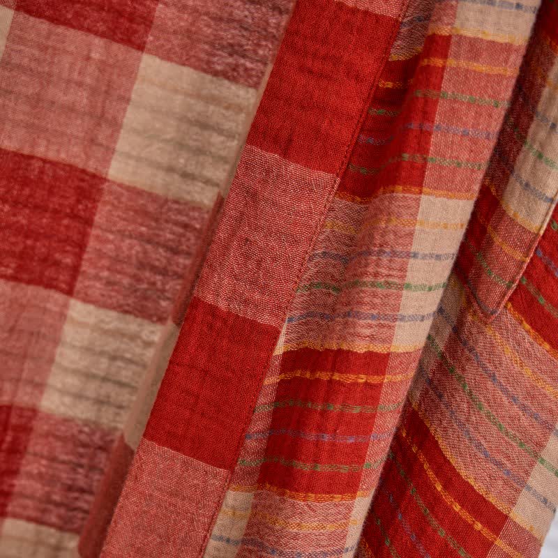 Brighthowl Classic Plaid Cotton Gauze Kimono Robe