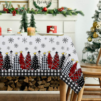 Brighthowl Christmas Tree Snowflake Print Tablecloth